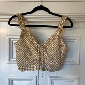 Plaid Crop Top with Ruffled Straps